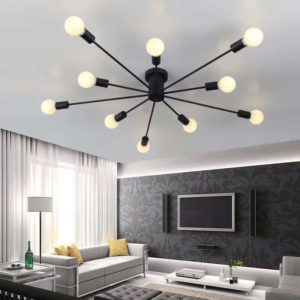 Vintage Metal Star Chandelier Lighting Black/White /Gold 6/8/10 Sockets Retro Spider Light Semi Flush Mount Ceiling Lamp Moder